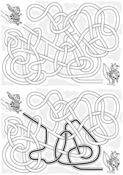 Ladybug Sledding Maze Stock Illustration