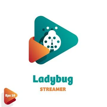 Ladybug Streamer Logo Stock Illustration