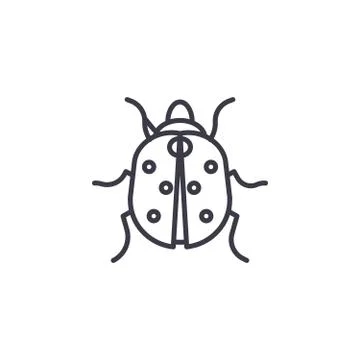 Ladybug vector line icon, sign, illustration on background, editable strokes Stock Illustration
