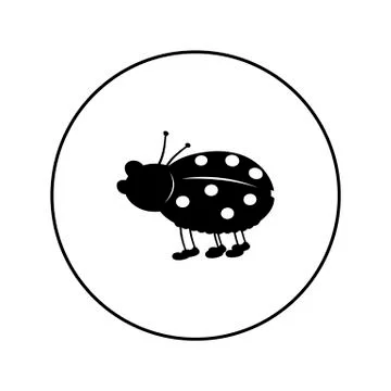 Ladybug - vector logo icon for web. black on white. Minimalistic cartoon styl Stock Illustration