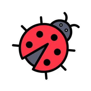 Ladybug vector, Spring season filled icon editable stroke Ilustración de archivo