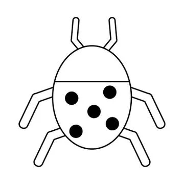 Ladybug virus system symbol black and white Stock Illustration