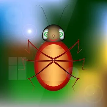 Ladybug on the window glass Stock Illustration
