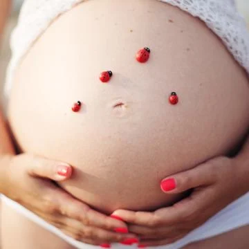 Ladybugs on belly Stock Photos