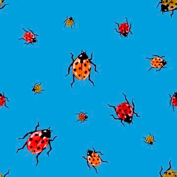 Ladybugs on the blue background Stock Illustration