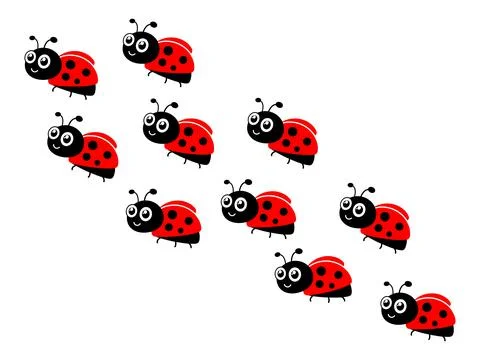 Ladybugs line group. Stock Illustration
