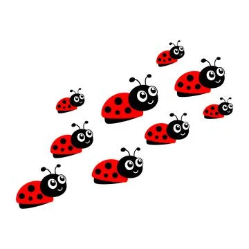 Ladybugs line group. Stock Illustration
