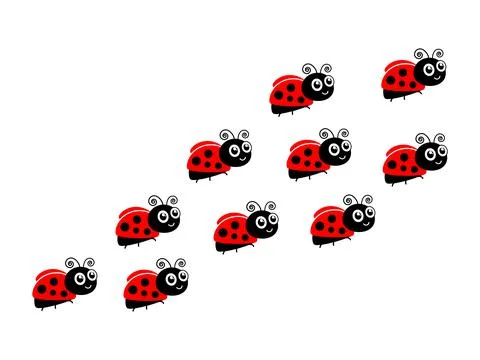 Ladybugs line group. Stock Illustration