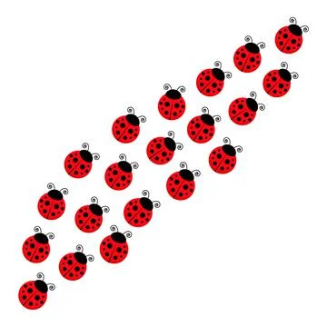 Ladybugs line group. Stock Illustration