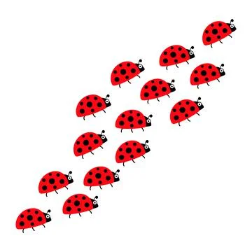 Ladybugs line group. Stock Illustration
