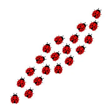 Ladybugs line group. Illustrazione stock