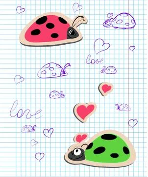 Ladybugs in love Stock Illustration