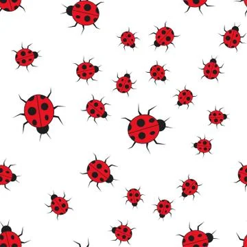 Ladybugs seamless pattern in cartoon style Stock Illustration