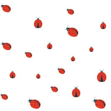 Ladybugs seamless pattern. Cute ladybug or ladybird simple flat design red an Stock Illustration