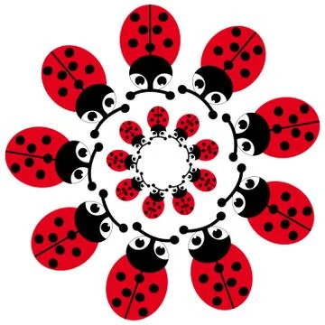 Ladybugs on white background Stock Illustration