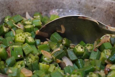 Ladyfinger vegetable making Foto stock
