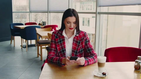 Lady's Breakfast Time In Cafe Stock Footage 166500031