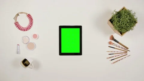 Lady's Finger Scrolling on the Green Touchscreen Stock Footage 85449405