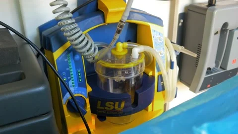 Laerdal portable suction unit (LSU)  inside the emergency medical service Stock Footage 160958254