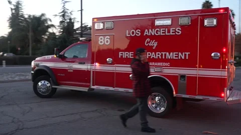 LAFD Paramedic Ambulance Driving - Video stock 297058019