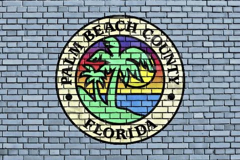 Lag of Palm Beach County painted on brick wall Stock Illustration