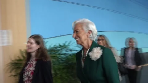 Lagarde defends "measured" ECB response to inflation surge, Bruselas, BE - 28 Se Stock-Footage 346632296