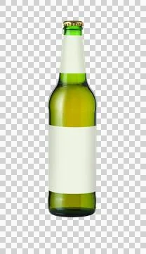 Lager beer bottle with an example label isolated on a transparent background Stock Photos