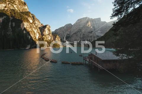 Lago Di Braies Stock Photos
