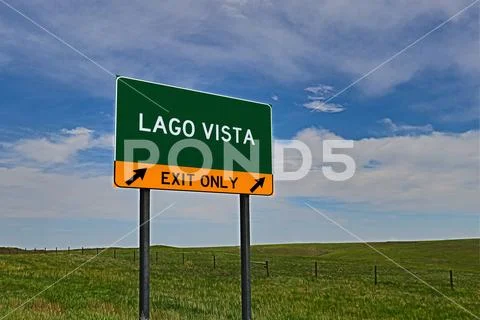 LAGO VISTA US Highway Exit Only Sign Stock Photos