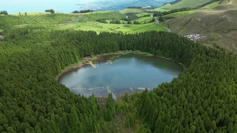 Lagoa-do-Canario-Forest-Overfly-02 스톡 동영상 321188684
