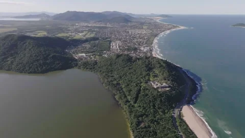 Lagoa do Peri in Florianopolis, Santa Catarina. Aerial view. Stock Footage 311356365