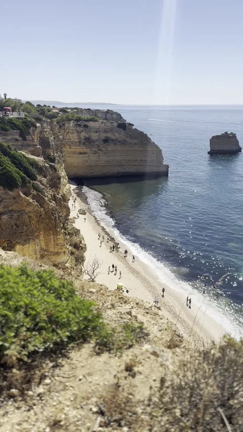 Lagoa iconic cliffs and beach at Praia da Marinha in Portugal Stock Footage 333387415