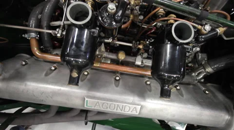 Lagonda Classic Racing Car Engine - Aerial Track Stock Footage 41645017