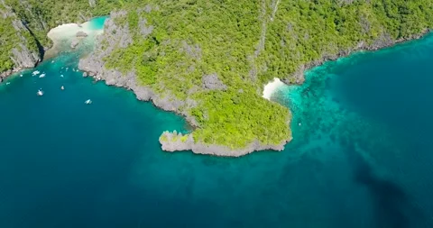 Lagoon and Beach in El Nido, Palawan. Philippines. Stock Footage 321510620