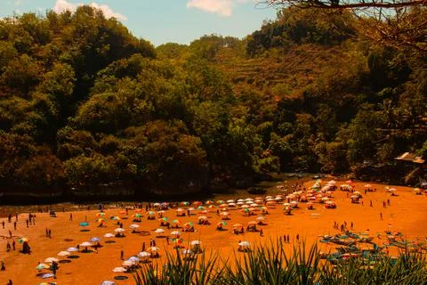 Lagoon beach Baron on Java Island in Indonesia. Stock-Fotos