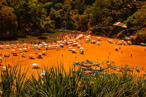 Lagoon beach Baron on Java Island in Indonesia. Fotos de archivo