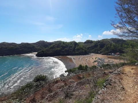 Lagoon beach Baron on Java Island in Indonesia. Fotos Stock