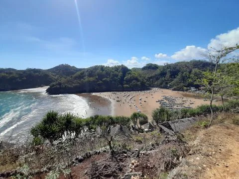 Lagoon beach Baron on Java Island in Indonesia. Fotos de archivo