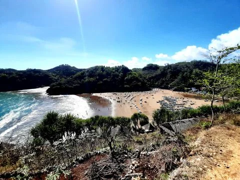 Lagoon beach Baron on Java Island in Indonesia. Fotos de archivo