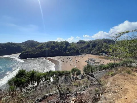 Lagoon beach Baron on Java Island in Indonesia. Fotos de archivo