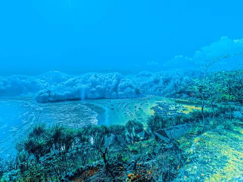 Lagoon beach Baron on Java Island in Indonesia. Stock-Fotos