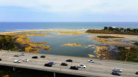Lagoon in Malibu, CA from a Drone Stock Footage 155772460