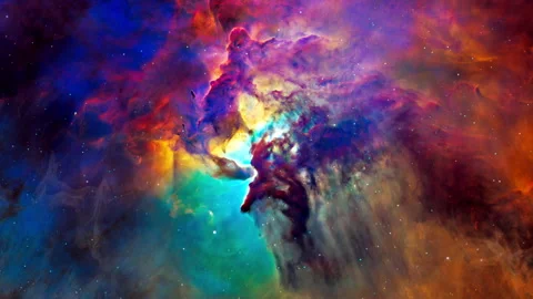 Lagoon Nebula Space Flight exploration on deep space. Stock Footage 149060516