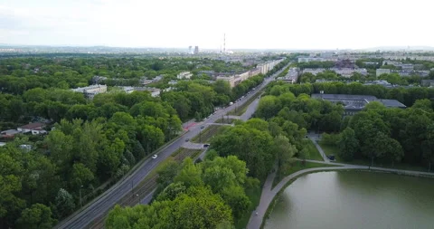 The lagoon in Nowa Huta at sunset Stock Footage 130801210