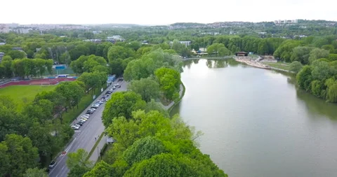 The lagoon in Nowa Huta at sunset Stock Footage 130805900