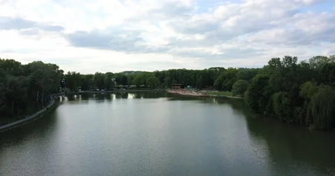 The lagoon in Nowa Huta at sunset Видео 130808770