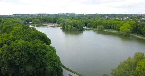 The lagoon in Nowa Huta at sunset Stock-Footage 130811898