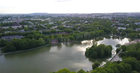The lagoon in Nowa Huta at sunset Stock Footage 130813540
