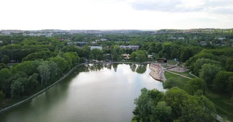 The lagoon in Nowa Huta at sunset Stock-Footage 130815415