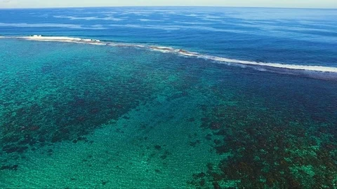 Lagoon in Polynesia seen from above Stock Footage 79029628